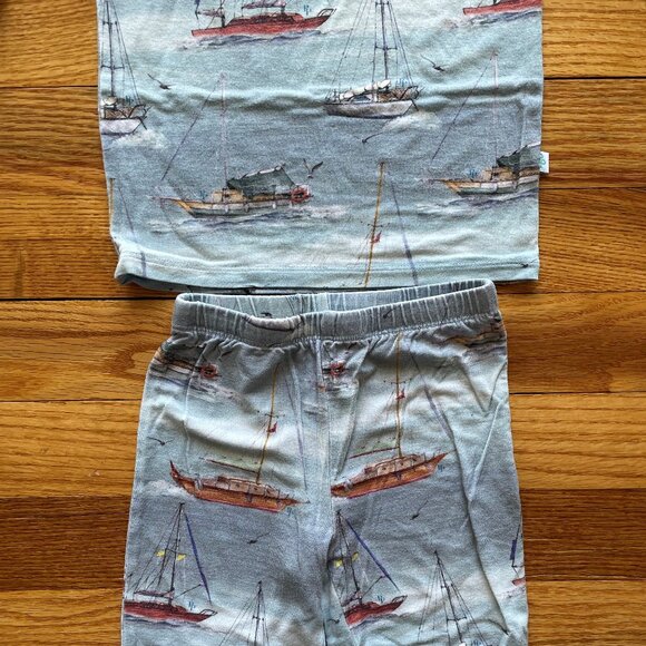 Posh Peanut Skip Blue Sailboat Classic Pajama Set Size 18-24 Month - Picture 4 of 13